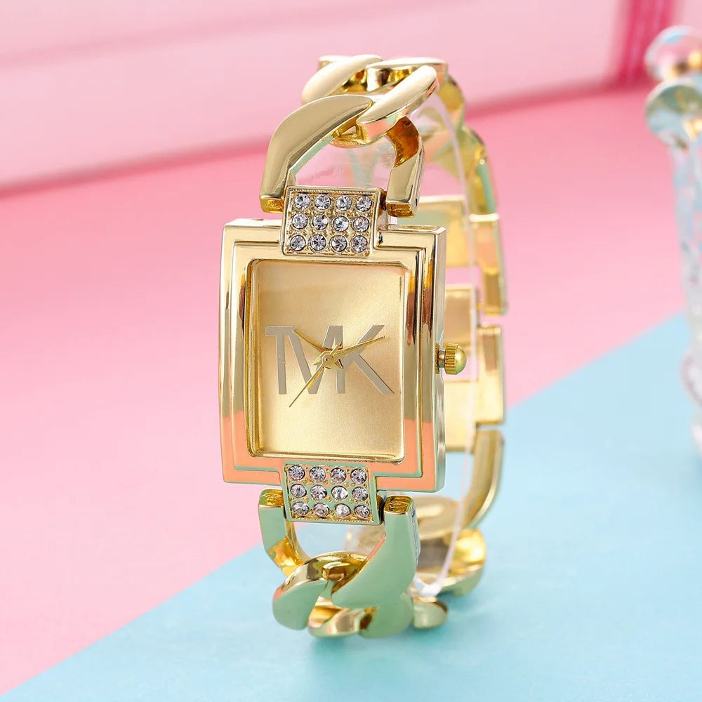 Luxury Women's Watch Fashion Elegant Style Ladies Watch Metal Square Trendy Quartz Watch for Women Bracelet Wristwatch Clock