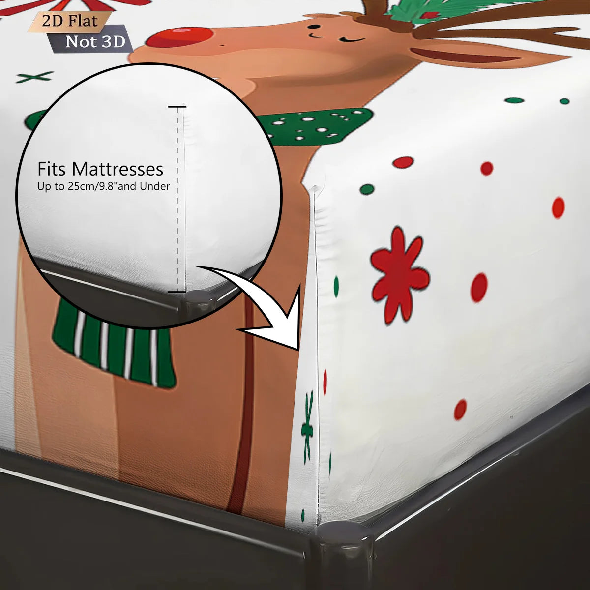 3pcs Christmas reindeer print coreless bed sheet set, multi size soft bed cover, bedroom bedding decoration, machine washable