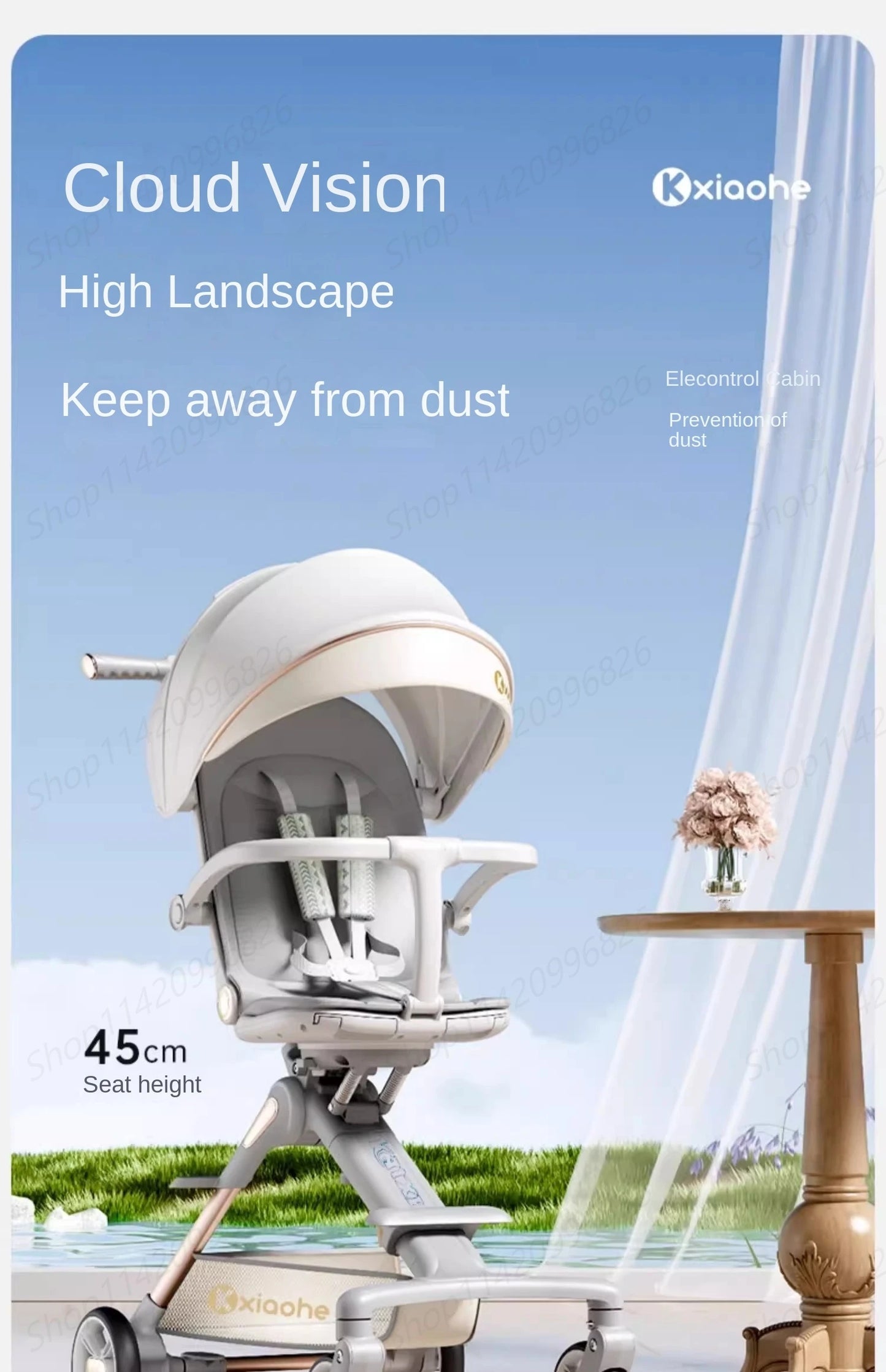 Baby Stroller Can Sit and Lie Down Foldable Lightweight Travel Two-way High Landscape Six Shock Absorption Comfortable Seat