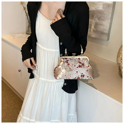 New Chinese Style Handbag Embroidery Evening Bag Retro Single Shoulder Crossbody Bag Ladies Shell Bag