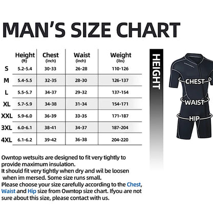 New DEMMET1.5/3M Neoprene Men's Short Sleeve Wetsuit Front Unzipper Snorkeling Surfing Swimsuit Keeps Warm