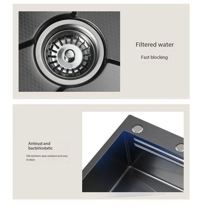 5.0MM Double Waterfall Sink Embossed Stainless Steel Kitchen Sink Large Single Slot Digital Display Wash Basin Dishwashing pond