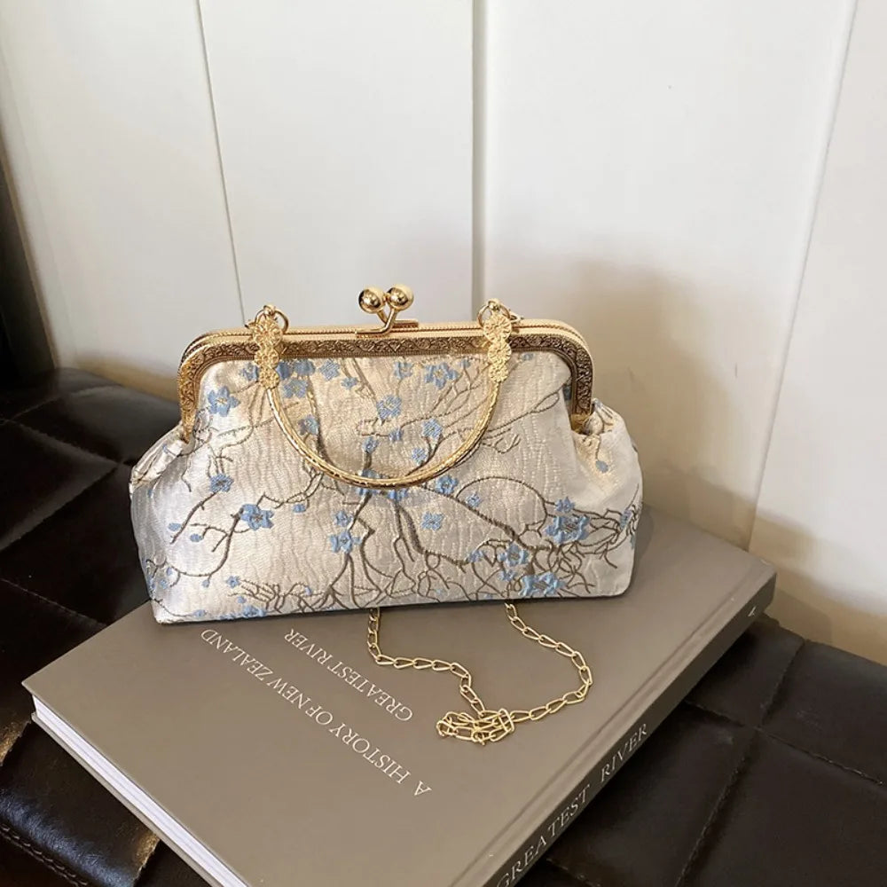 New Chinese Style Handbag Embroidery Evening Bag Retro Single Shoulder Crossbody Bag Ladies Shell Bag