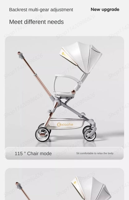 Baby Stroller Can Sit and Lie Down Foldable Lightweight Travel Two-way High Landscape Six Shock Absorption Comfortable Seat