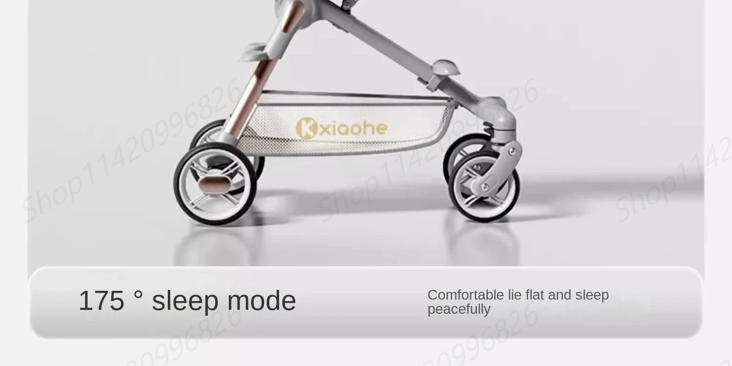 Baby Stroller Can Sit and Lie Down Foldable Lightweight Travel Two-way High Landscape Six Shock Absorption Comfortable Seat