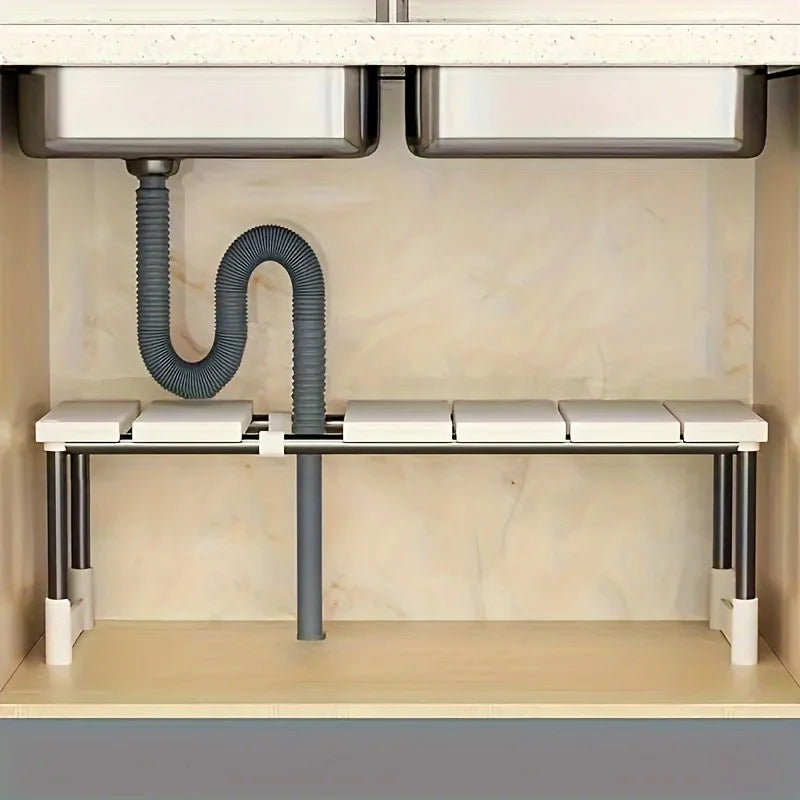 Adjustable Under-Sink Storage Rack - Stainless Steel Multi-Layer Space-Saving Storage Rack, Suitable for Kitchen and Bathroom Cabinets, Durable Design Without Wood, Easy to Install, Multi-Functional Under-Sink Organizer, Idea