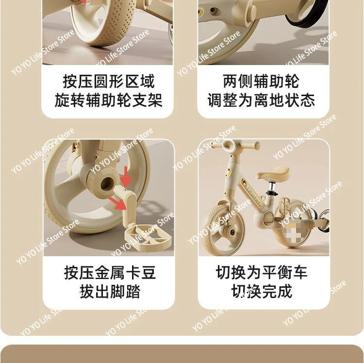 Children's balance scooter bike 1 to 3-6 years old children's baby toy bicycle 4-in-1 tricycle