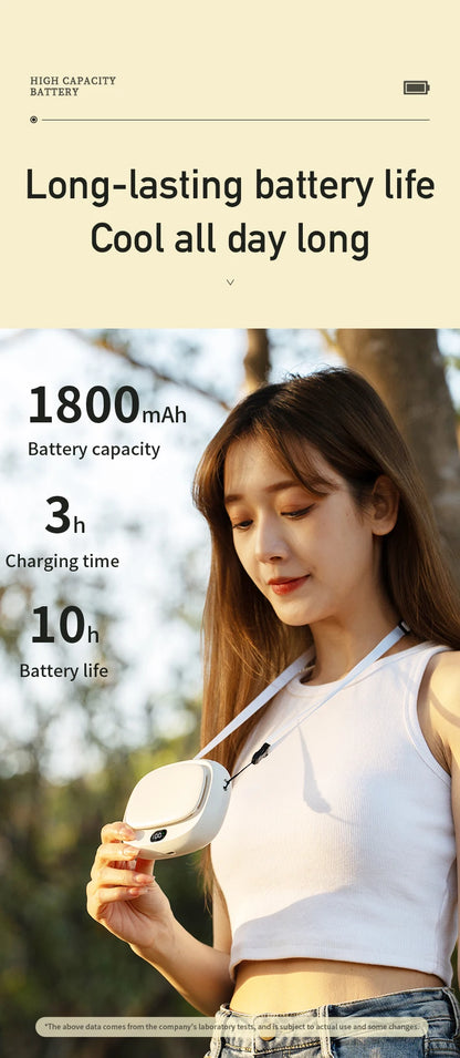Vissko 2024 New 1800mAh Handheld Mini Fan Multifunction Neck Hanging Fans 5 Speed USB Rechargeable Fan with Display Screen