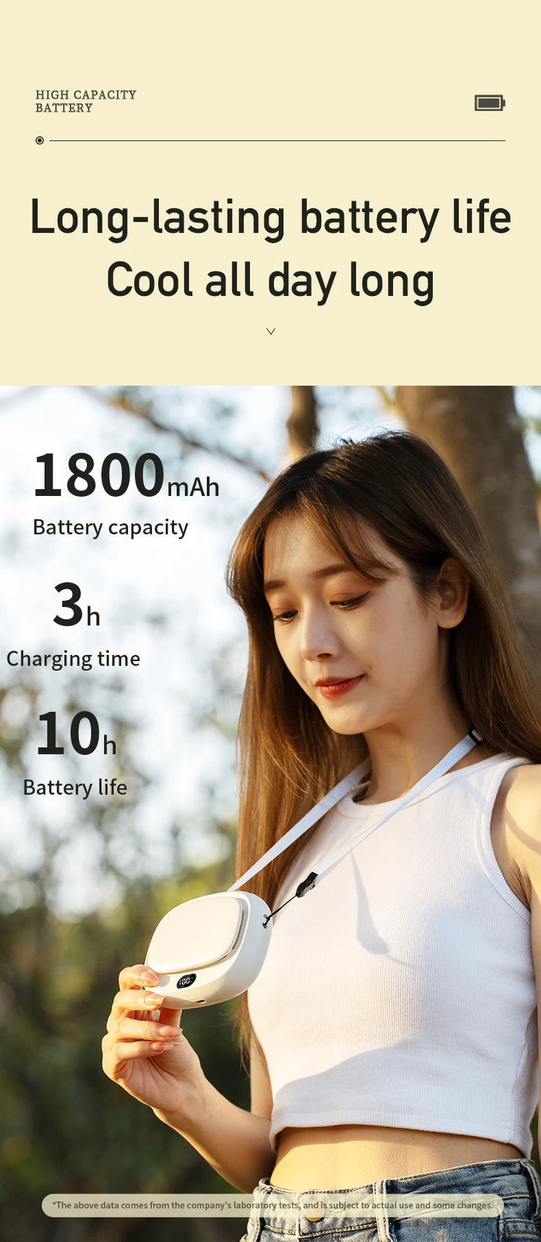 Vissko 2024 New 1800mAh Handheld Mini Fan Multifunction Neck Hanging Fans 5 Speed USB Rechargeable Fan with Display Screen