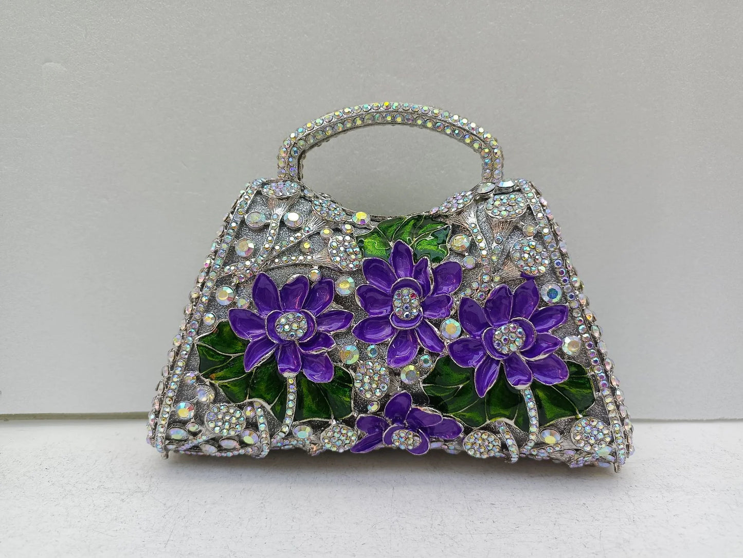 XIYUAN Sunflower Enamel Rhinestone Evening Bag Gold Floral Crystal Handbag for Wedding Banquet Luxury Top Handle Clutch Purses