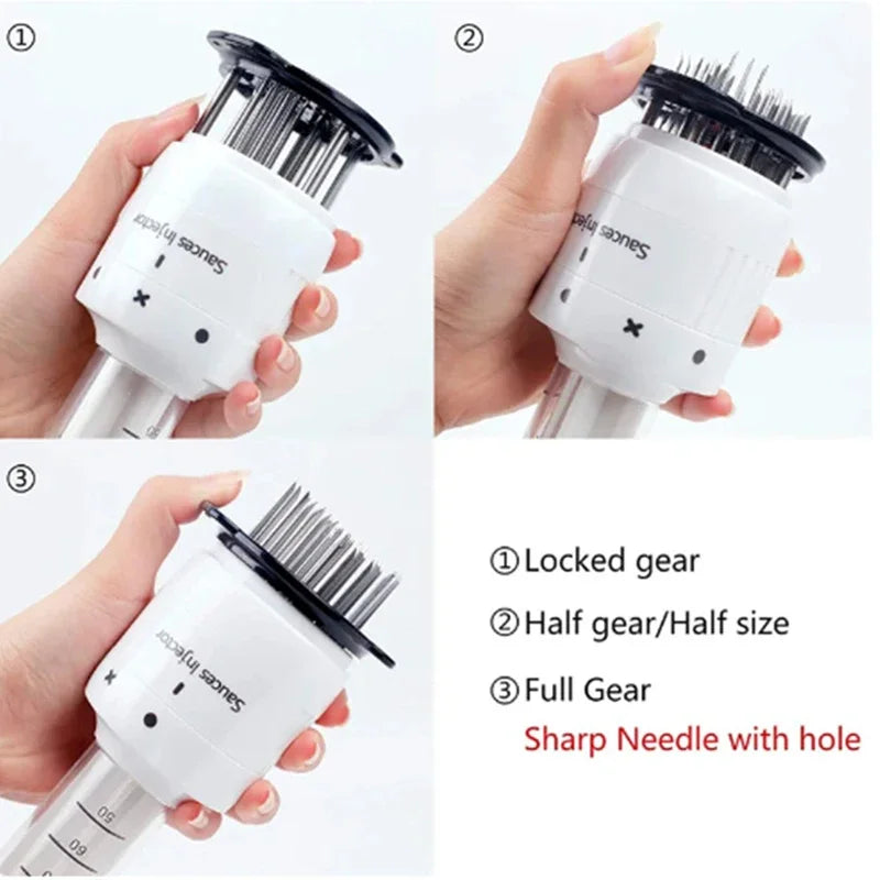 2 In 1 Meat Tenderizer Marinade Injector Barbecue Seasoning Sauce Injectors Kitchen Tools Gadgets BBQ Cooking Accessories