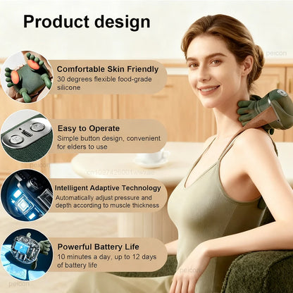 Neck Massager Electric Deep Tissue 4D Kneading Simulated Human Hand Massager for Neck Shoulder Pain Relief Muscle Relax Massager