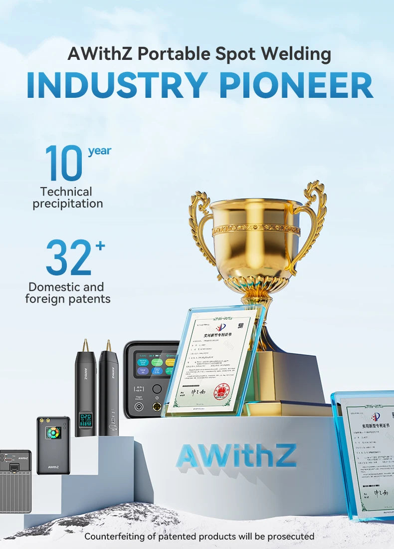 AWithZ Portable Spot Welder DIY Handheld Spot Welding Machine 90 Gears Adjustable Spot Welding for 18650 Lithium Battery