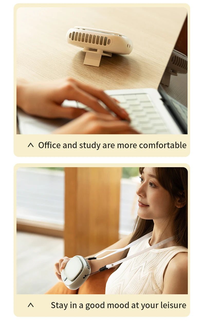 Vissko 2024 New 1800mAh Handheld Mini Fan Multifunction Neck Hanging Fans 5 Speed USB Rechargeable Fan with Display Screen