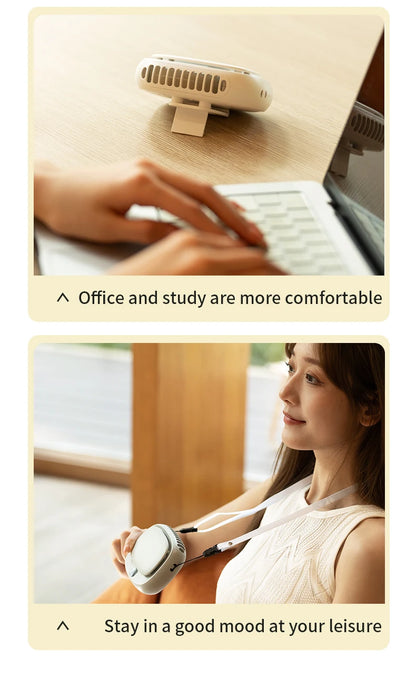 Vissko 2024 New 1800mAh Handheld Mini Fan Multifunction Neck Hanging Fans 5 Speed USB Rechargeable Fan with Display Screen