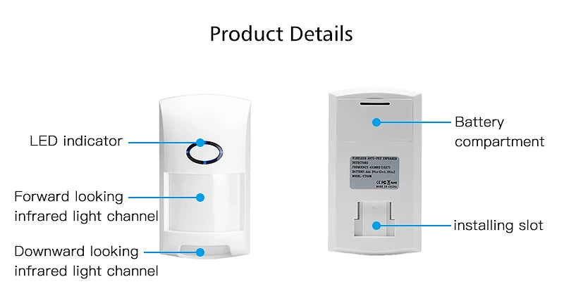 433mhz CT60M Wireless Anti Pet Detector PIR Detector Motion Sensor for DIY Wifi GSM Home Intruder Burglar Alarm System 1PC UNIT