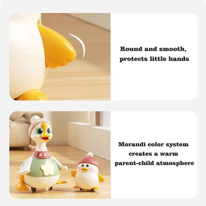 y Cartoon Swing Duck Toy Press Vehicles Glide Animal Inertia Pull Back Cars Electric Swing Duck with Baby Goose Dancing Toys
