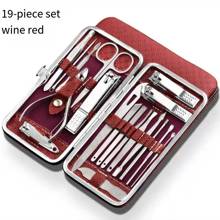 Home Nail Clipper Set Of 18 Pieces Large Size Dead Skin Pliers Diagonal To Remove Dead Skin Small Eyebrow Clipper Leather Sleeve