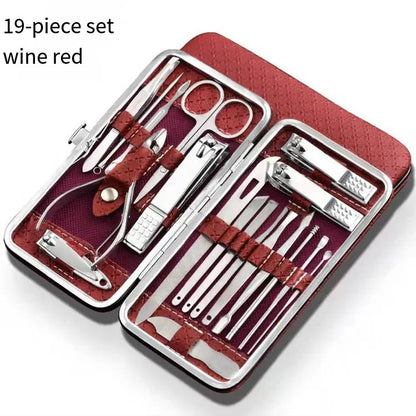 Home Nail Clipper Set Of 18 Pieces Large Size Dead Skin Pliers Diagonal To Remove Dead Skin Small Eyebrow Clipper Leather Sleeve