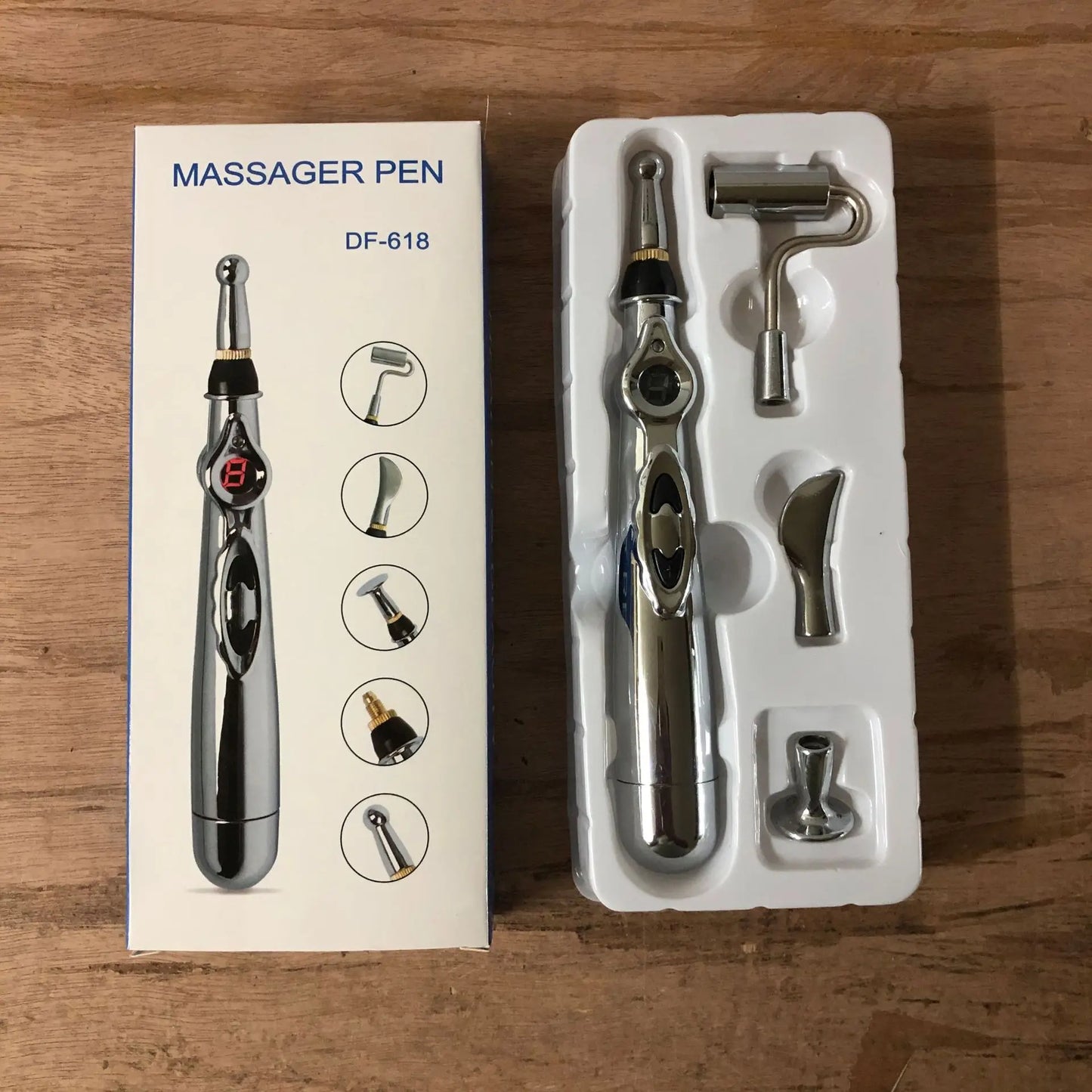 2/5 Heads Electric Acupuncture Point Massage Pen Meridian Energy Massage Pen Pain Relief Therapy Back Neck Face Beauty Roller