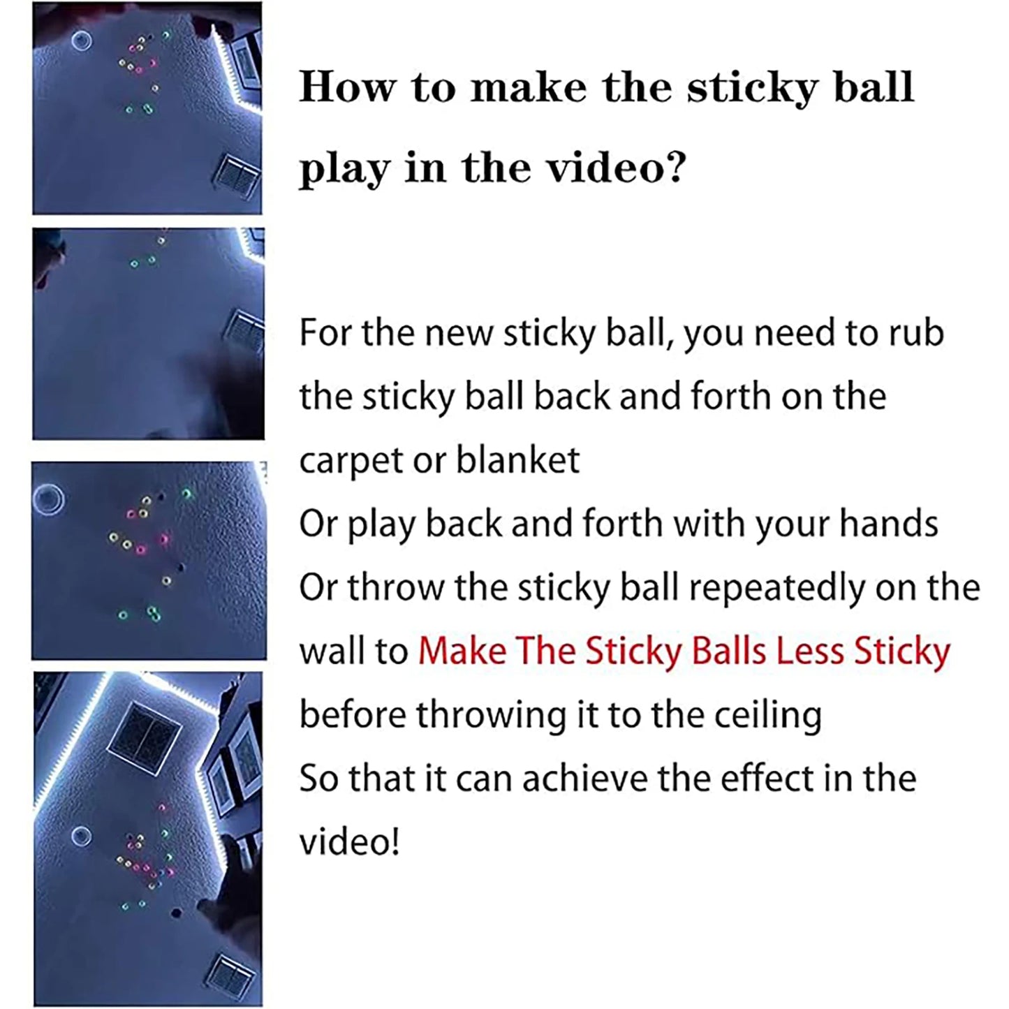 Colorful luminous balls, adhesive pressure balls, suitable for ceilings and walls, adult decompression balls 6pcs