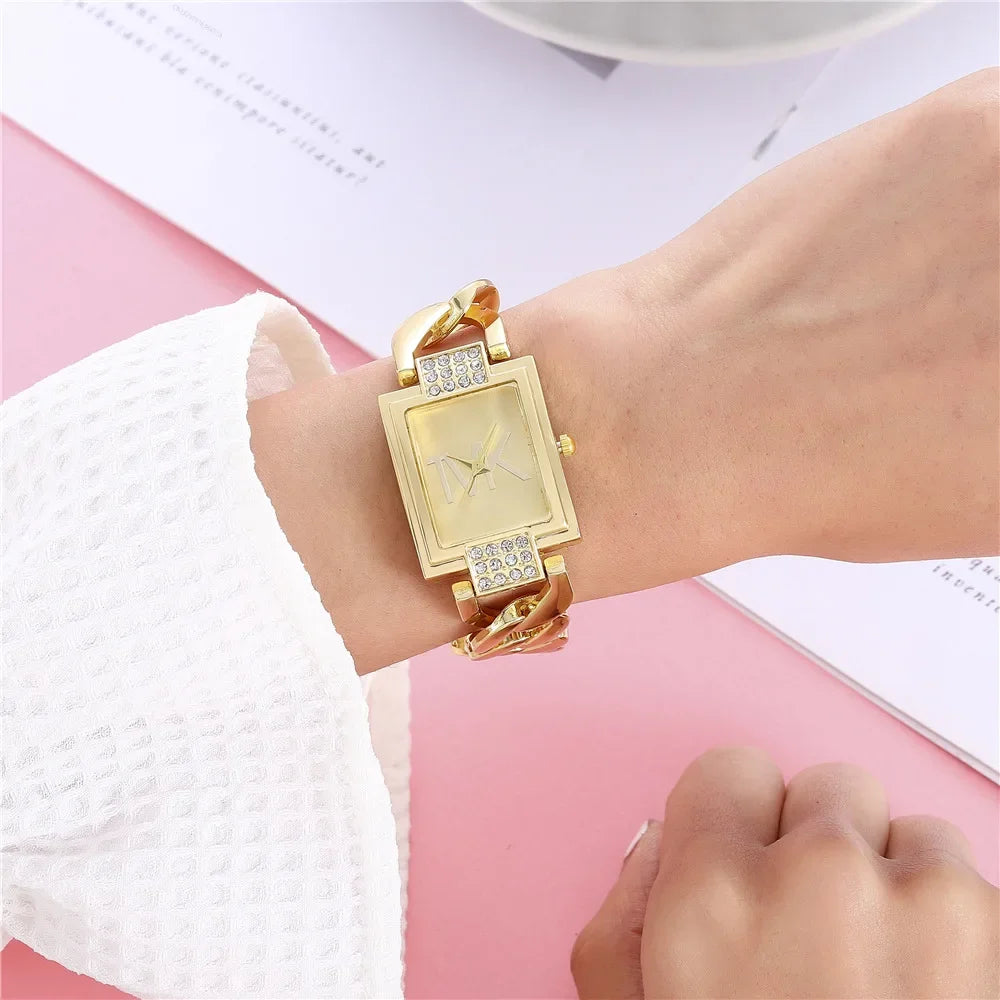 Luxury Women's Watch Fashion Elegant Style Ladies Watch Metal Square Trendy Quartz Watch for Women Bracelet Wristwatch Clock