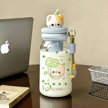 Cute Japanese Water Cup Cartoon Food-grade Straw Cup Niche Simple Non-colliding High-value Summer Plastic Cup Children Water Cup