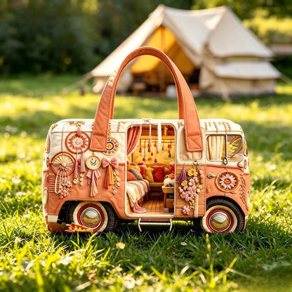 Camping car Bohemian printed  bus  handbag