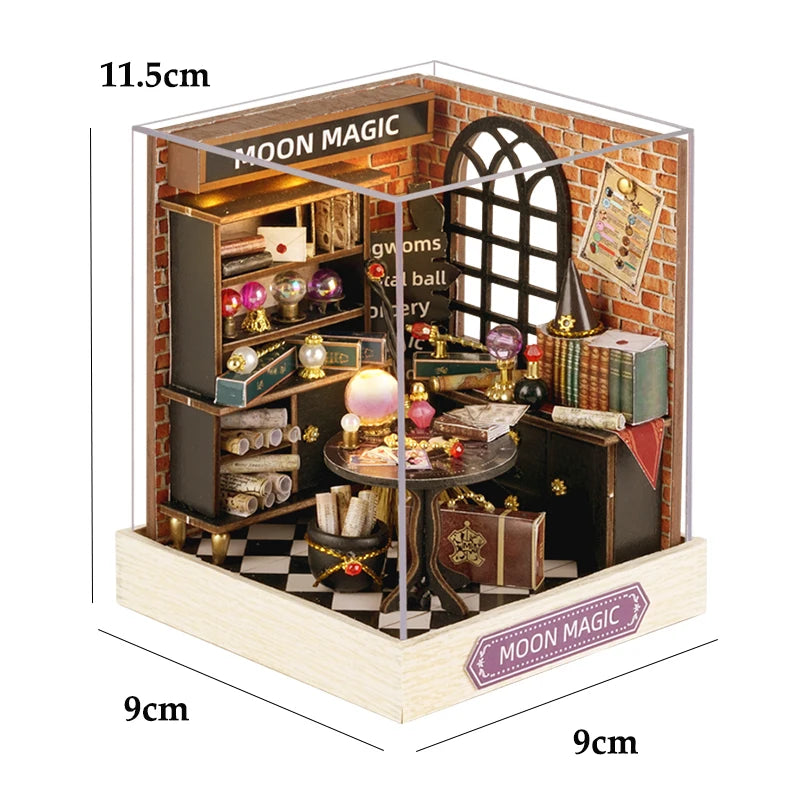 DIY Book Nook Kit Wooden Doll House 3D Puzzle Assembly Toy Home Bookend  Bookshelf Insert With Furniture Toys For Christmas Gift