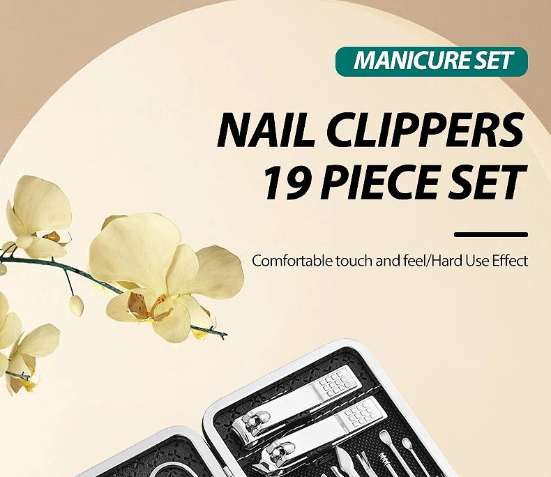 Home Nail Clipper Set Of 18 Pieces Large Size Dead Skin Pliers Diagonal To Remove Dead Skin Small Eyebrow Clipper Leather Sleeve