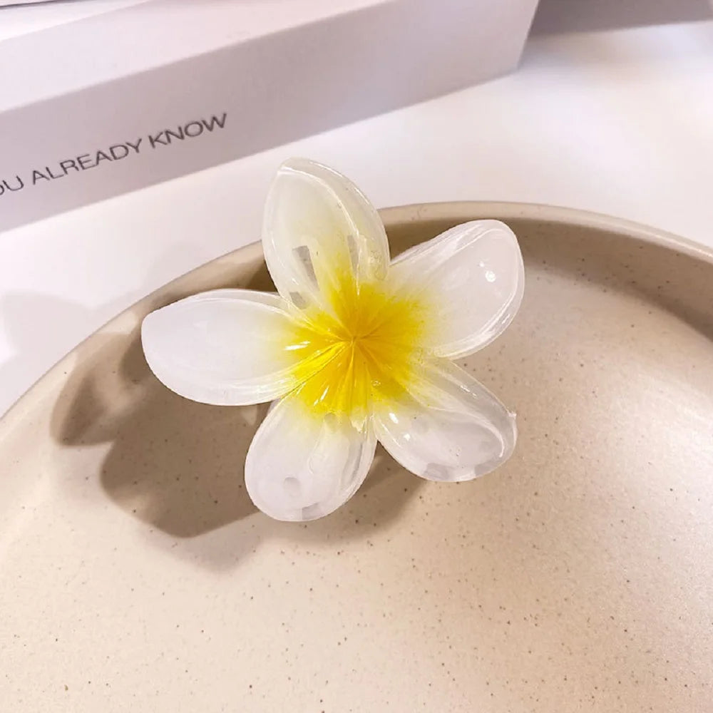 Middle 6CM Sweet Flower Hair Claws Hawaiian Gradient Hair Clips Vacation Beach Style Fashion Hairpins Women Hair Accessories ﻿