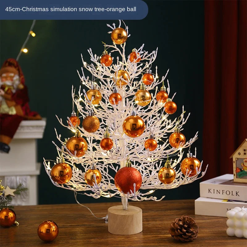 Christmas party decorations Christmas tree desktop decorations Christmas decorations simulation tree white decorative balls