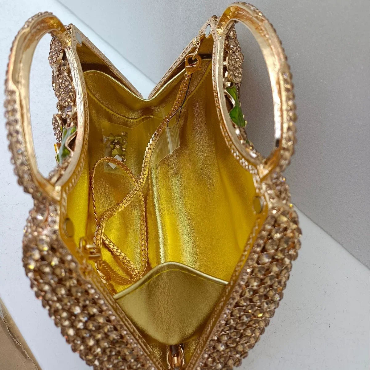 XIYUAN Sunflower Enamel Rhinestone Evening Bag Gold Floral Crystal Handbag for Wedding Banquet Luxury Top Handle Clutch Purses