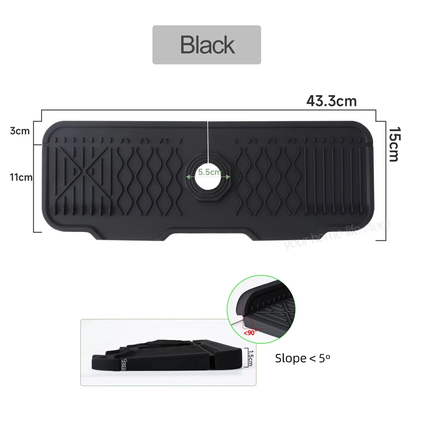 1Pcs Silicone Faucet Mat Water Ripples Kitchen Bathroom Drainage Pad Wash Basin Large Sink Splash Pad Countertop Protector