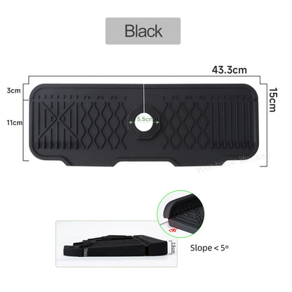 1Pcs Silicone Faucet Mat Water Ripples Kitchen Bathroom Drainage Pad Wash Basin Large Sink Splash Pad Countertop Protector