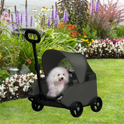Pet Stroller Portable Dog Pram 4 Wheels Pet Travel Carrier Stroller with Sun Cover Breathable for Small Medium Pet Cats Dogs