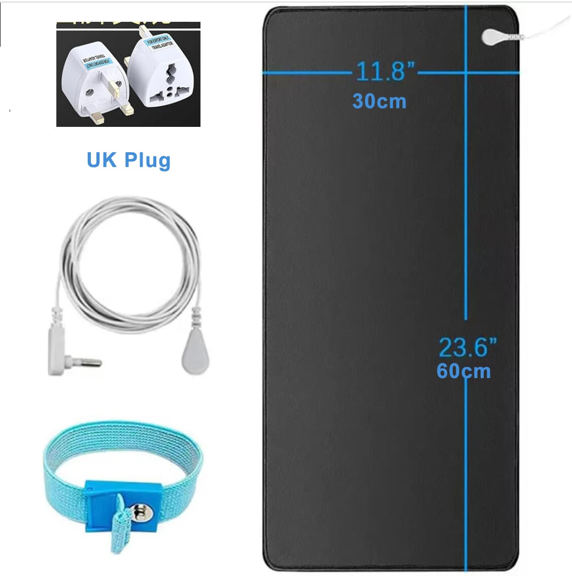 Earthing Mat with Wristband Soft PU Grounding Mat Pad Healthy Balance for Anxiety Relief & Better Sleep Earth Connected Therapy