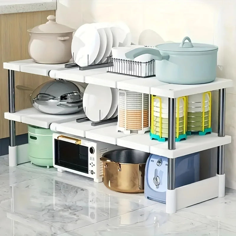 Adjustable Under-Sink Storage Rack - Stainless Steel Multi-Layer Space-Saving Storage