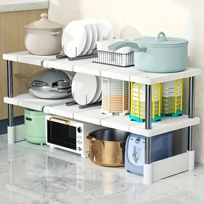 Adjustable Under-Sink Storage Rack - Stainless Steel Multi-Layer Space-Saving Storage