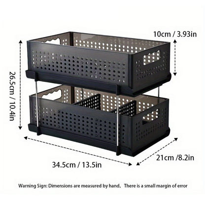 2-Tier Pull Out Cabinet Organizers Portable Easy Access Slide-Out Storage for Kitchen Bathroom and Pantry Storage