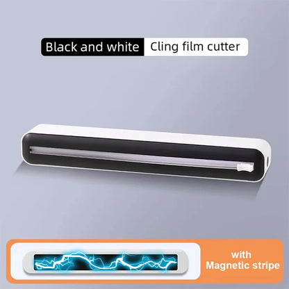 Food Film Dispenser Magnetic Plastic Wrap Dispenser with Cutter Storage Box Aluminum Foil Stretch Film Cutter Storage Holder