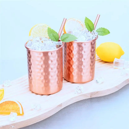 Copper Color 400Ml Stainless Steel Mug With Straw