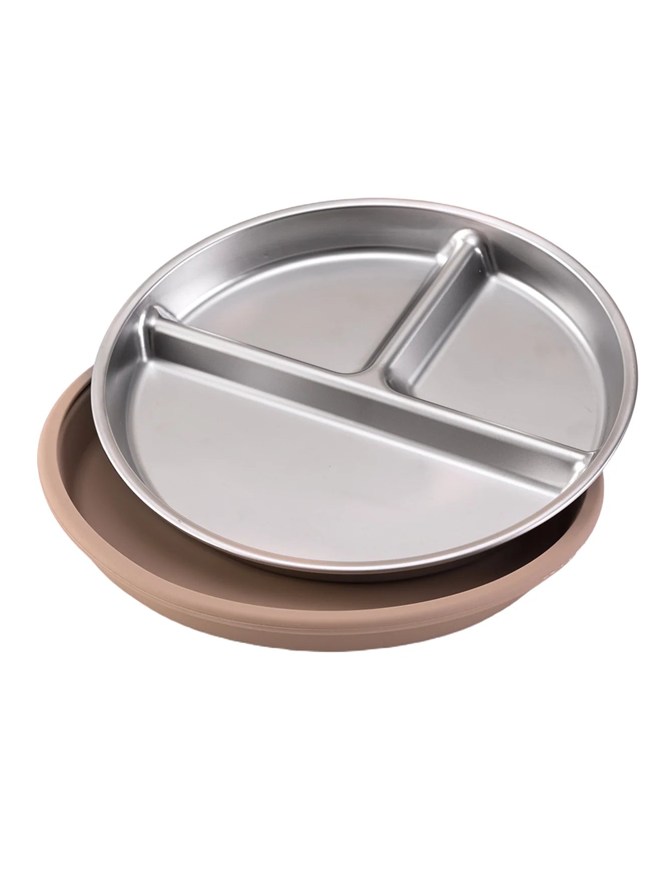 Color Kids 1PCS Stainless Steel Plate Detachable Suction Dishes Baby Feeding Sucker Bowl Food Grade Silicone Food Tray Tableware