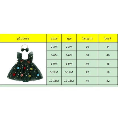 Infant Baby Girl Christmas Outfit Star Flower Green Tutu Christmas Dress Romper Newborn Christmas Clothes Dress
