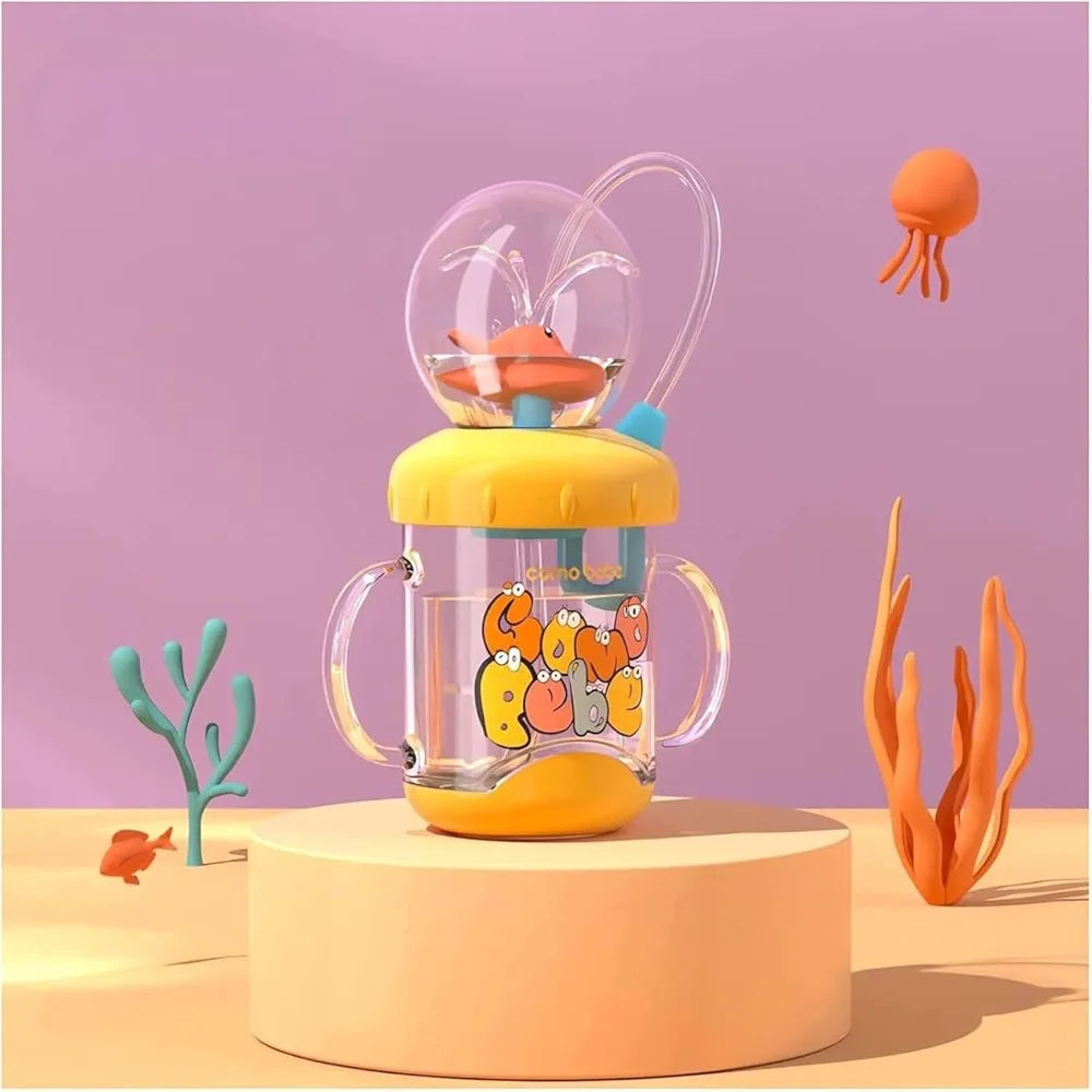 Creative Gift Double Drinking Lid Whale Fountain Tumbler Leak Proof Widened Handle Whale Cup 220ml 350ml Drinking Cup