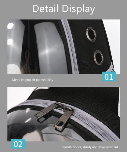 SpaceCapsule Transparent Pet Backpack Carrier Lightweight Portable Breathable Foldable for Cats Dogs Outdoor Travel Adventure