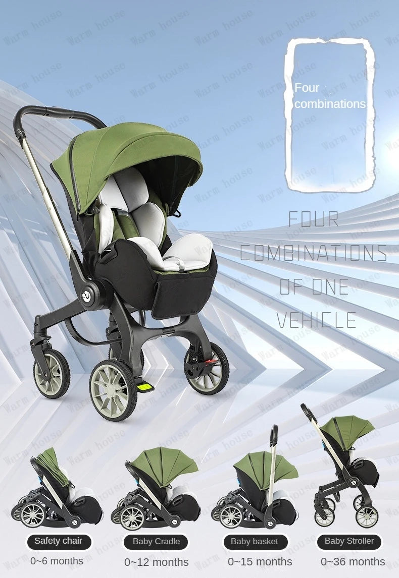 4-in-1 baby two-way stroller Multifunctional newborn baby stroller 3in1 Foldable Basket type seat baby carriage