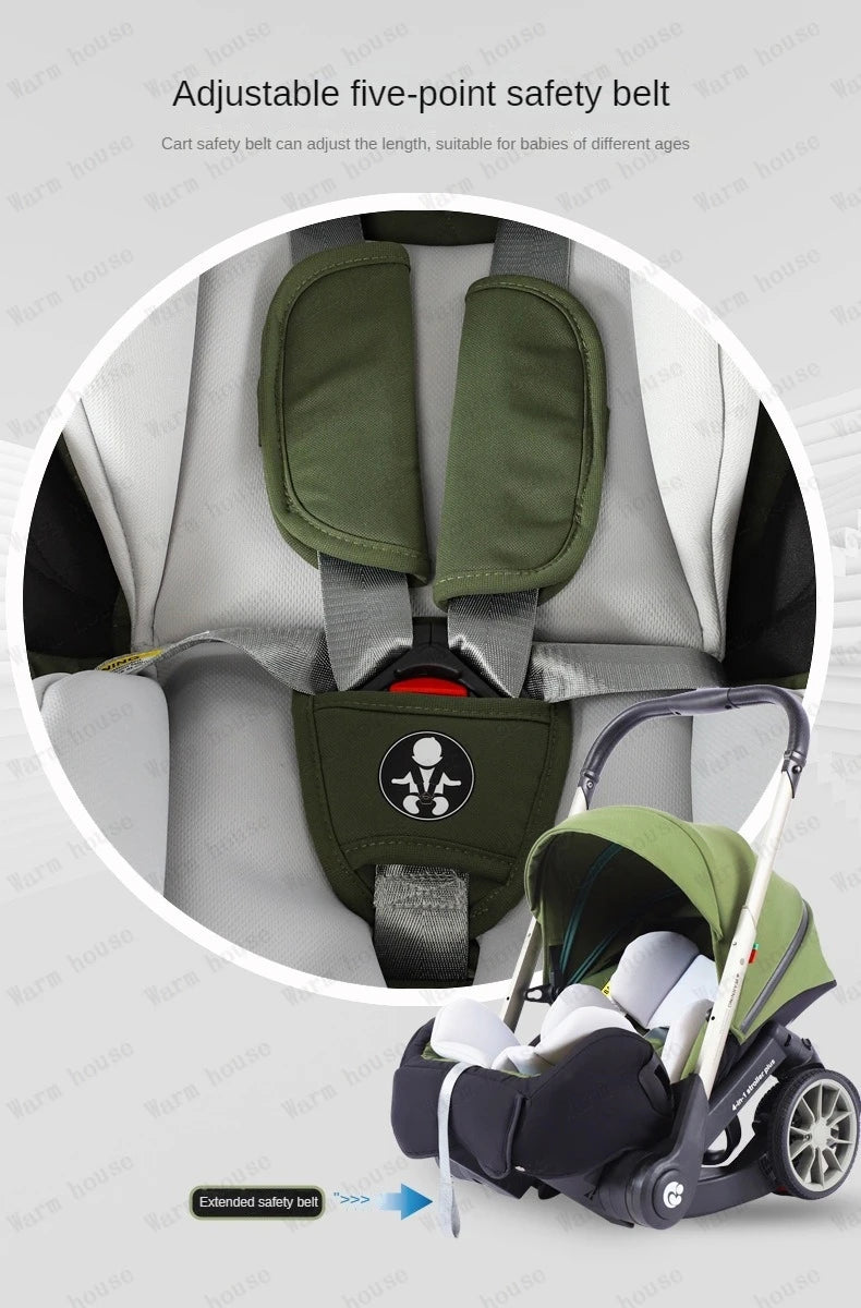 4-in-1 baby two-way stroller Multifunctional newborn baby stroller 3in1 Foldable Basket type seat baby carriage