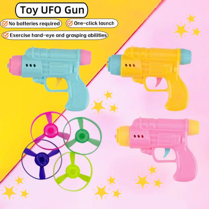 Flying Bamboo Dragonfly Flying Saucer Gun Flying Disc Outdoor Toy Colorful Flying Propellers Toy Set Gift toys for kids and cats