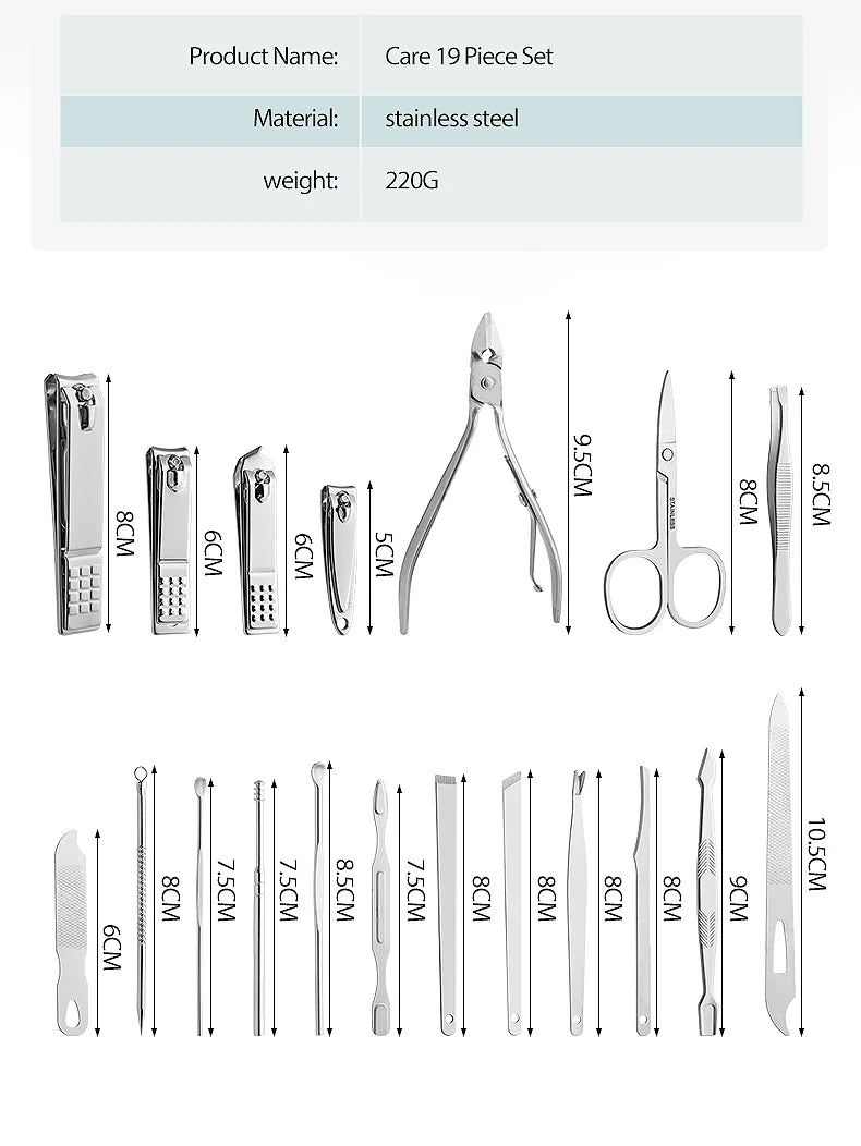 Home Nail Clipper Set Of 18 Pieces Large Size Dead Skin Pliers Diagonal To Remove Dead Skin Small Eyebrow Clipper Leather Sleeve
